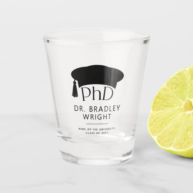 Copo De Shot Chapéu de Doutorado Personalizado de PhD para Form (Frente)