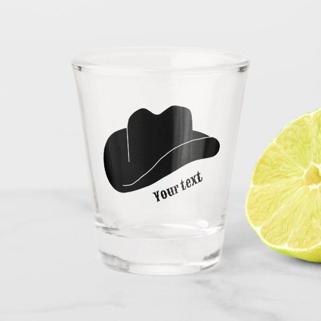 Copo De Shot Chapéu de Rodeio Negro Personalizado (Frente)