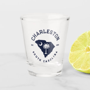 Copo De Shot Charleston South Carolina Marinho SC Flag Palm Tre