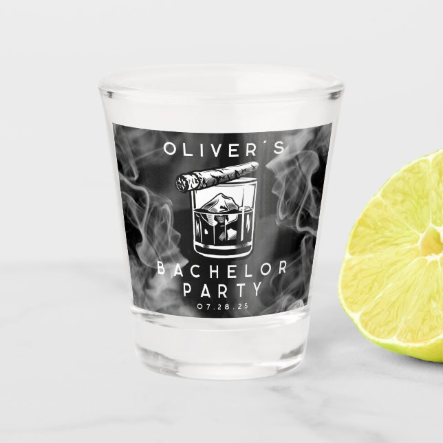 Copo De Shot Charutos e Whisky Preto para Despedida de Solteiro (Frente)