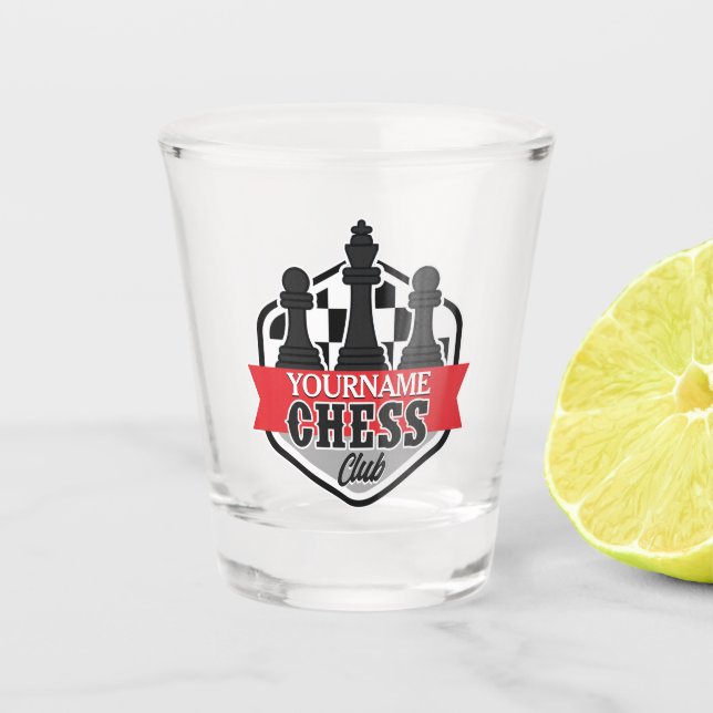 Copo De Shot Checkmate do Chess Player do NOME Personalizado (Frente)