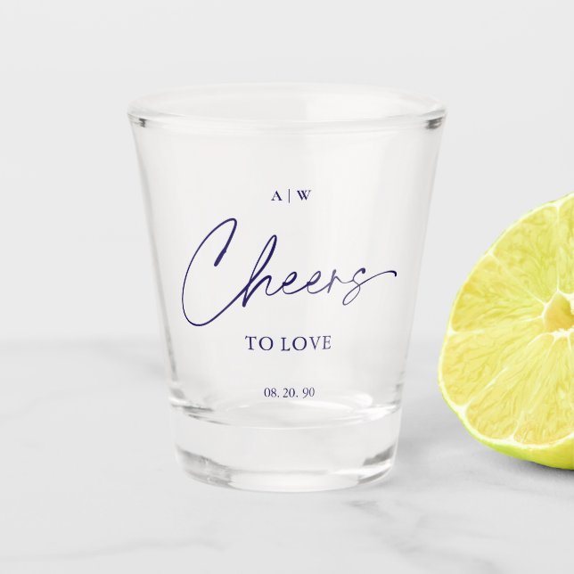 Copo De Shot Cheers to Love – Elegant Wedding Shot Glass (Frente)