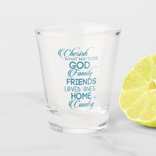 Copo De Shot Cherish O Que Importa Teal