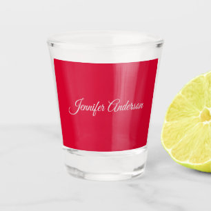Copo De Shot Chic Calliographic Elegante Cherry Red Personaliza