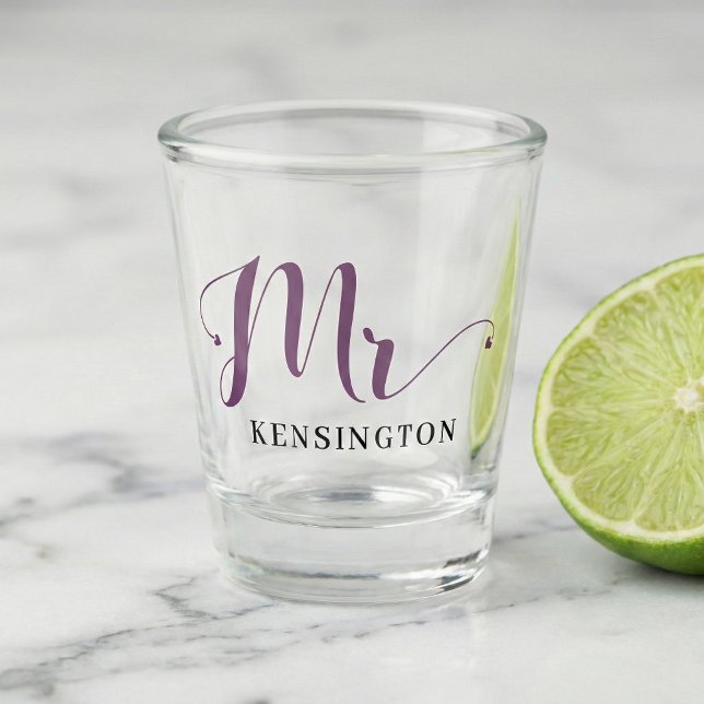 Copo De Shot Chic Personalizou o Sr. Newlywing Typografia (Criador carregado)