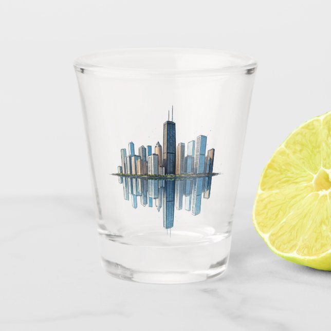 Copo De Shot Chicago Skyline Shot Glass (Frente)