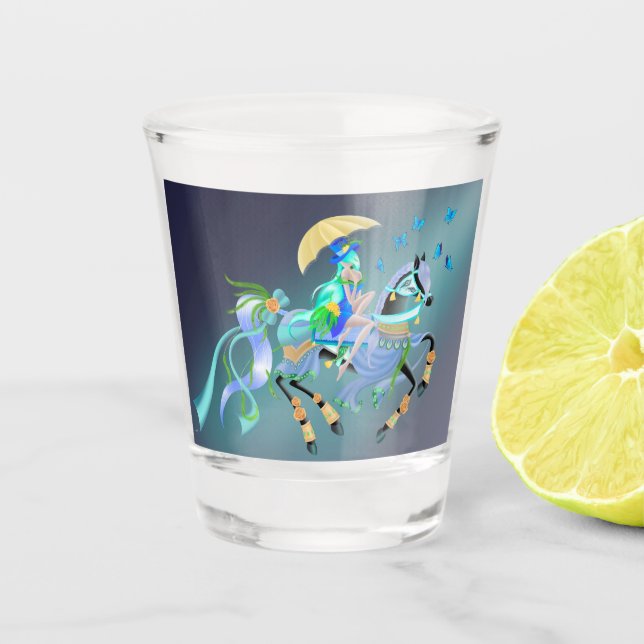 Copo De Shot Chuva de pavão de Cavalo Encantado (Frente)