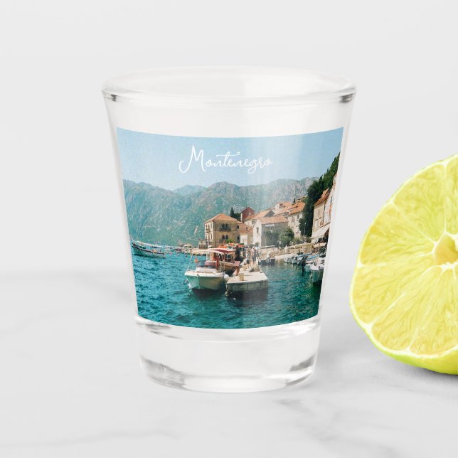 Copo De Shot Cidade costeira de Perast, Montenegro (Frente)