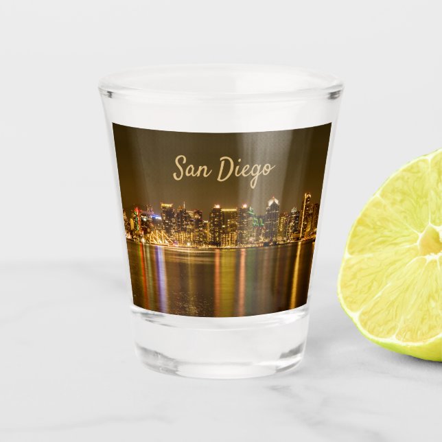 Copo De Shot Cidade Skyline Night California San Diego (Frente)