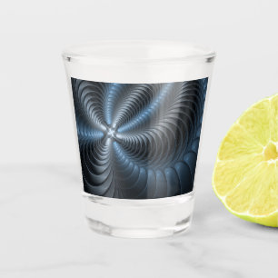 Copo De Shot Cinza Azul Plástico Arte Fractal 3D Abstrato