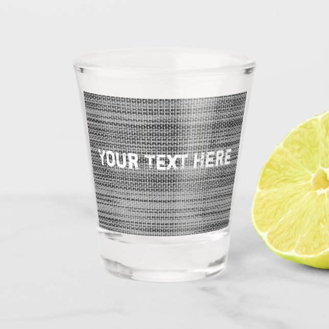 Copo De Shot Cinza Tecido Shot Glass com texto personalizado (Frente)