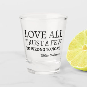 Copo De Shot Citação de Shakespeare - Amor, Confiança E I Errad