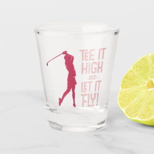 Copo De Shot Citação Divertida de Golfe Camiseta Esportiva Rosa