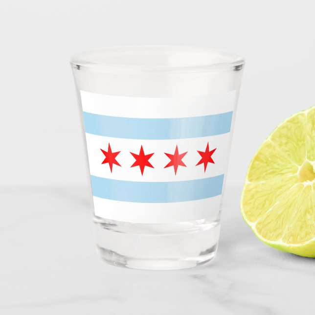 Copo De Shot City Flag de Chicago (Illinois) (Frente)
