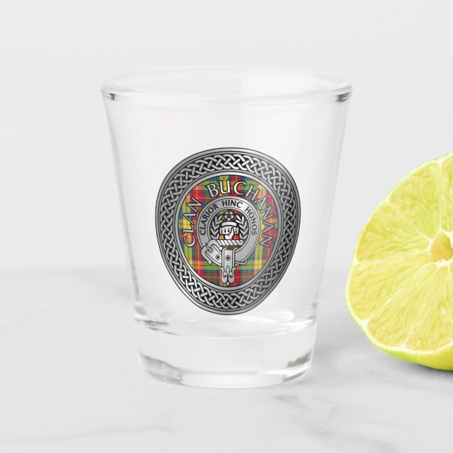 Copo De Shot Clan Buchanan Crest & Tartan Shot Glass (Frente)