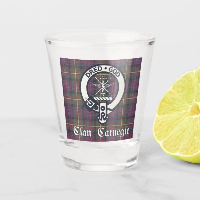 Copo De Shot Clan Carnegie Crest Tartan (Frente)