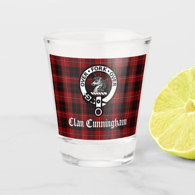 Copo De Shot Clan Cunningham Crachá & Tartan (Frente)