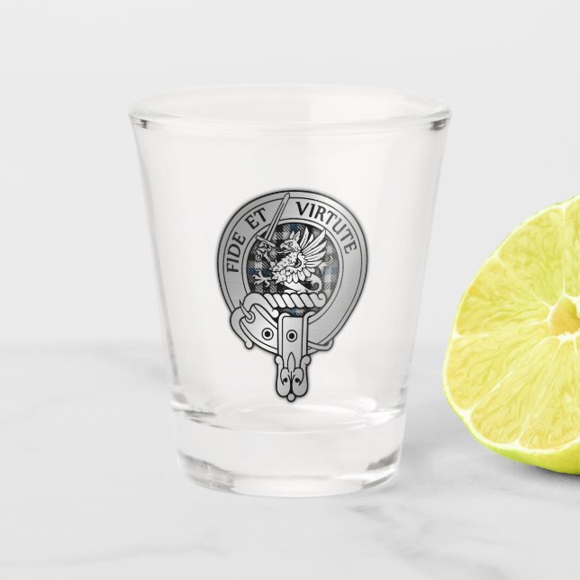 Copo De Shot Clan Gladstone Crest & Tartan (Frente)