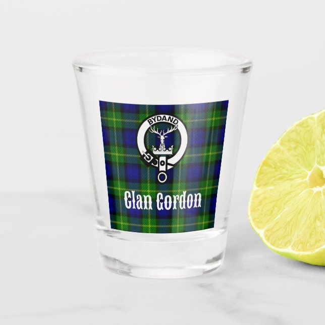 Copo De Shot Clan Gordon Crest Crachá & Tartan (Frente)