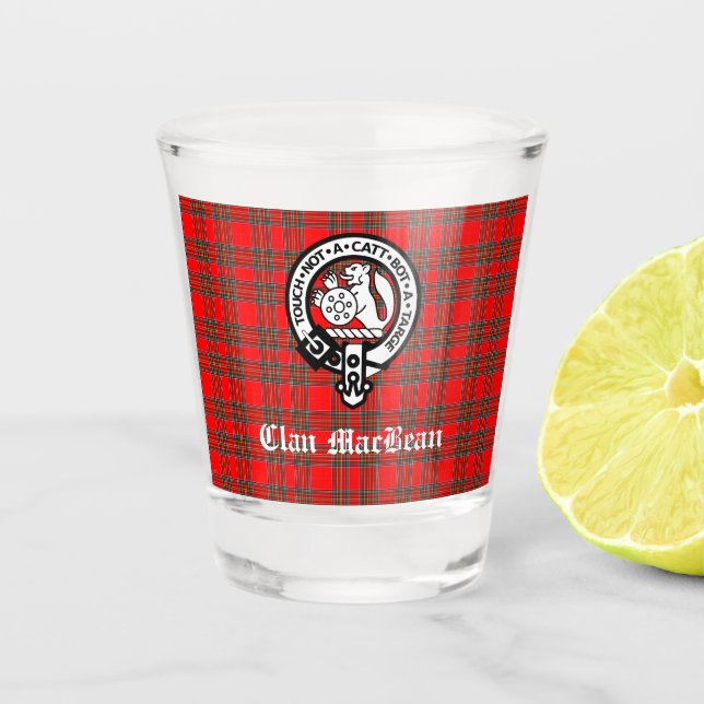 Copo De Shot Clan MacBean Crest Crachá e Tartan (Frente)