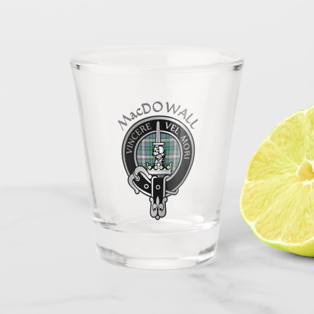 Copo De Shot Clan MacDowall Crest & Tartan Shot Glass (Frente)