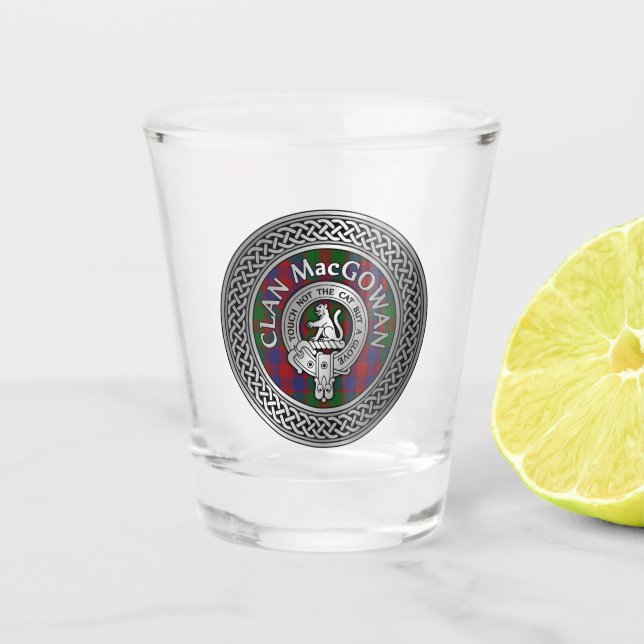 Copo De Shot Clan MacGowan Crest & Tartan Knot (Frente)