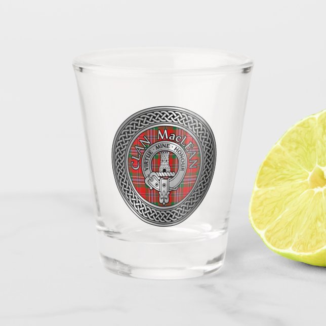 Copo De Shot Clan MacLean Crest & Tartan Knot Shot Glass (Frente)