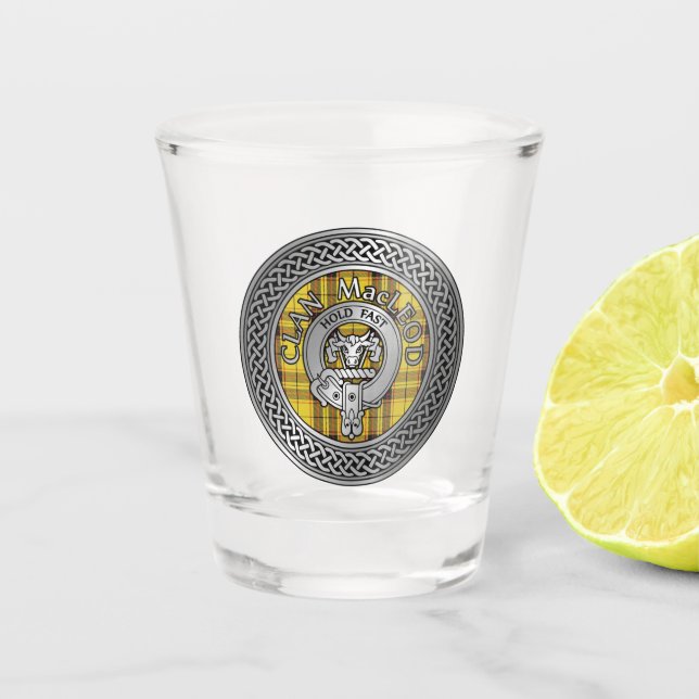 Copo De Shot Clan MacLeod Crest & Tartan Knot Shot Glass (Frente)