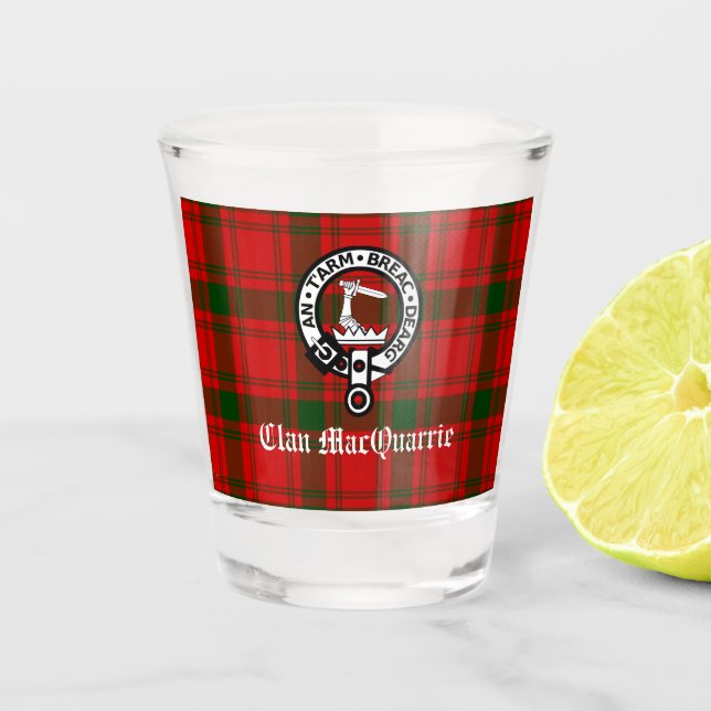 Copo De Shot Clan MacQuarrie Tartan e Crest (Frente)