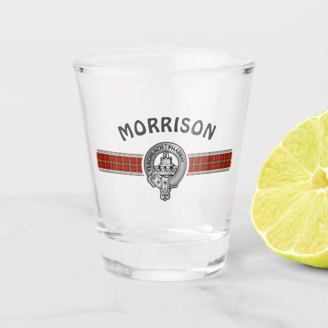 Copo De Shot Clan Morrison (Editar) Crest & Tartan (Frente)