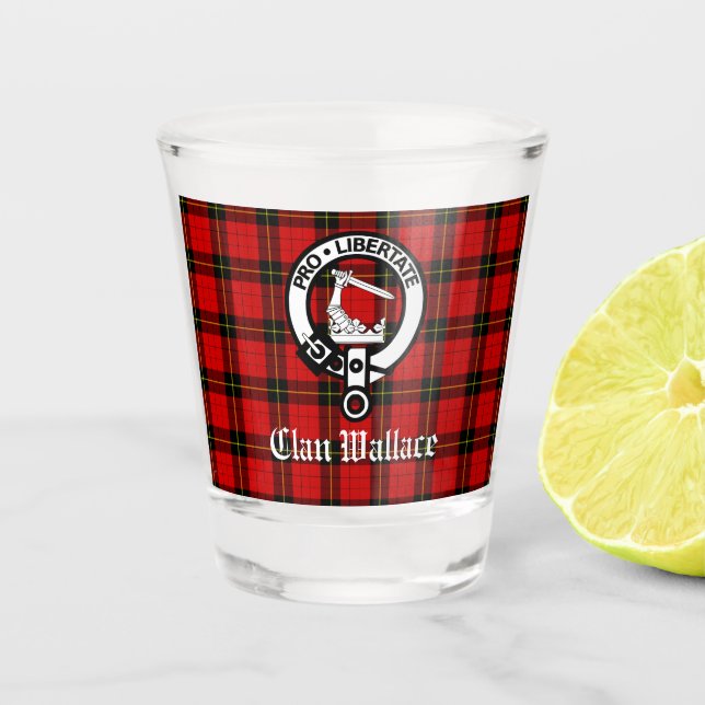 Copo De Shot Clan Wallace Crest Crachá e Tartan (Frente)