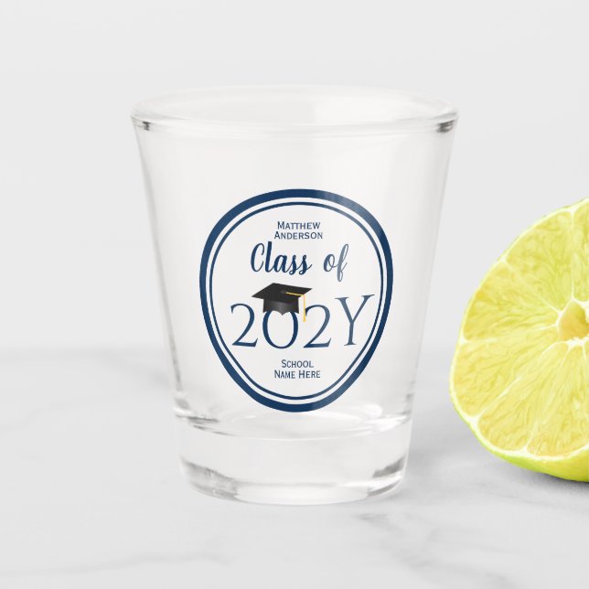 Copo De Shot Classe de Marinho azul Elegante 2024 (Frente)