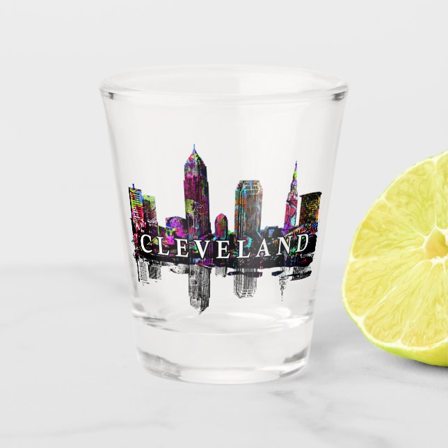 Copo De Shot Cleveland, Ohio, em grafite Shot Glass (Frente)