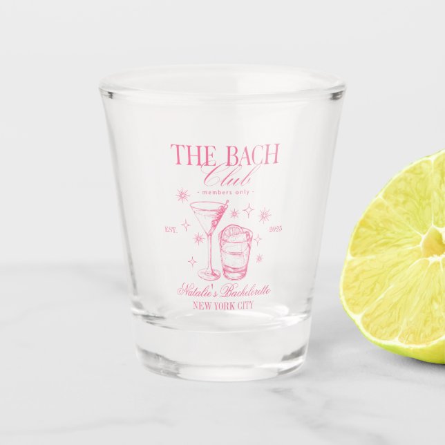 Copo De Shot Cocktails Club Bachelorette Party Pink (Frente)