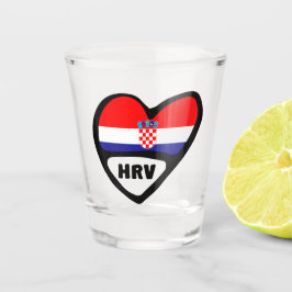 Copo De Shot Código do País Croácia Flag Heart Hrvatska