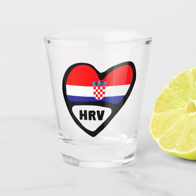 Copo De Shot Código do País Croácia Flag Heart Hrvatska (Frente)