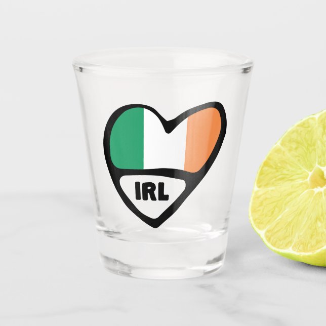 Copo De Shot Código do País Irlanda Flag Heart, IRL (Frente)