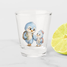 Copo de Shot Colecionável Família de Pássaro Azul