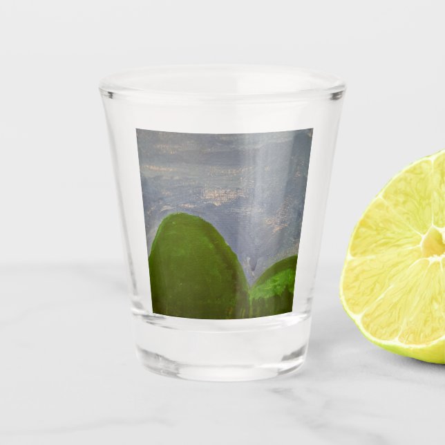 Copo De Shot Colinas Verdes de Vidro (Frente)