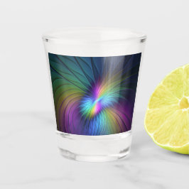 Copo De Shot Colorida Com Arte Fractal Abstrato Moderna Azul