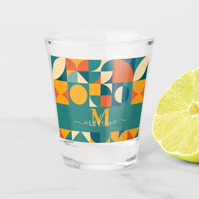 Copo De Shot Colorida Geométrica Retroativa Personalizada (Frente)