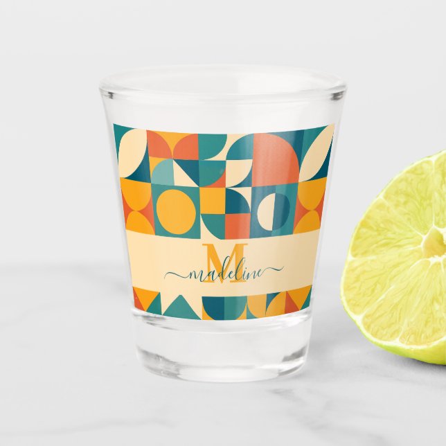 Copo De Shot Colorida Geométrica Retroativa Personalizada (Frente)