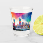 Copo De Shot Colorida Nashville Skyline Abstrato Art<br><div class="desc">Celebrar o espírito de Nashville com este vibrante copo com um design de linha do horizonte abstrato colorida. Perfeito como uma lembrança única,  presente ou coletível para amantes da arte e da cidade.</div>