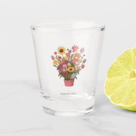 Copo De Shot Colorido buquê de aniversário de vidro floral flor