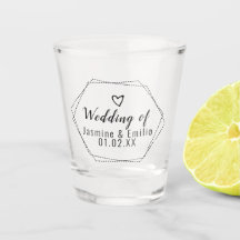 Copo de Shot com Logotipo Geométrico de Casamento 