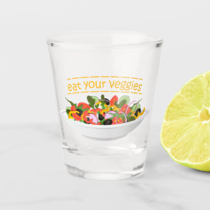 Copo De Shot Coma seus vegetais Cite salada fresca misturar tig
