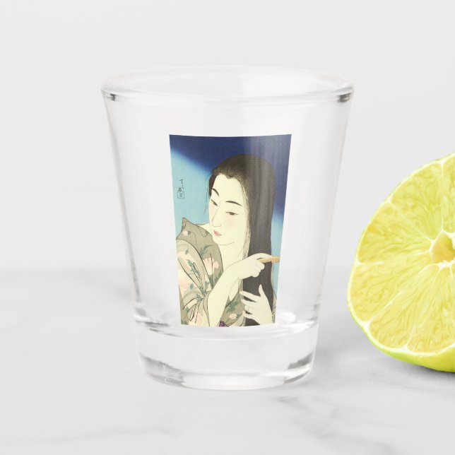 Copo De Shot Combing Her Hair (Bela Mulher Asiática) (Kotondo) (Frente)