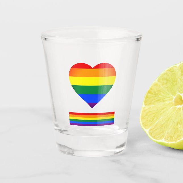 Copo De Shot Comunidade Rainbow Heart & Pride Rainbow Flag /LGB (Frente)