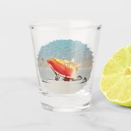 Copo De Shot Conch No Organizador Da Mesa De Azulejos Da Praia