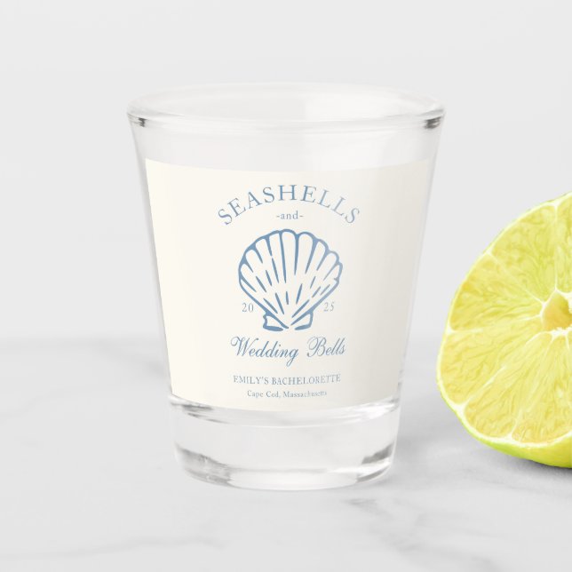 Copo De Shot Conchas Marinhas e Sinetas de Casamento Festa de D (Frente)